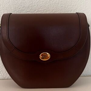 Dior Brown Leather Shoulder Bag with Gold Hardware